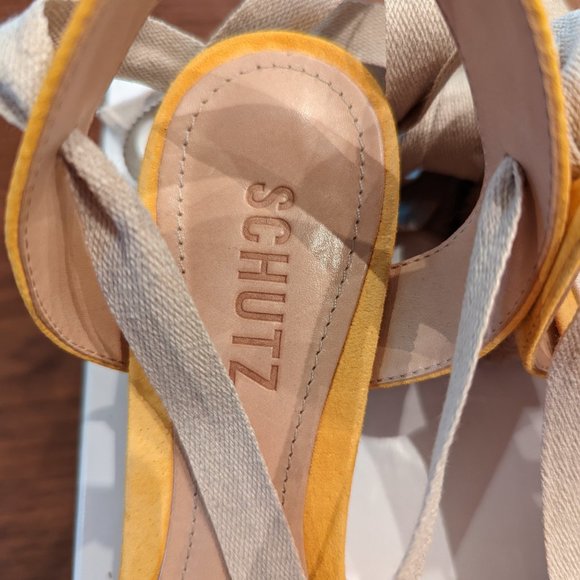 Yellow Schutz espadrille lace-up sandals - Picture 3 of 4